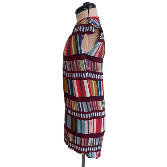 LAST CALL Anthropologie Maeve Shift Dress Size 0 Colorblock Library Pattern - Picture 3 of 13